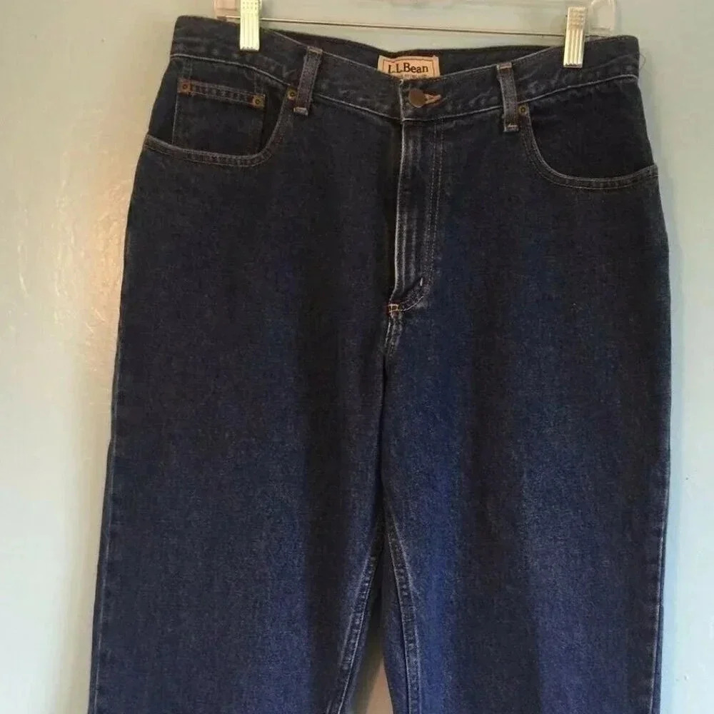 LL BEAN Women Slim Boyfriend Fit Blue Casual Jeans Pants Size Regular 29